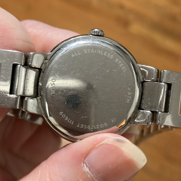 Fossil Silver and Gold Two-Tone Watch with Crystal Bezel - Picture 7 of 7